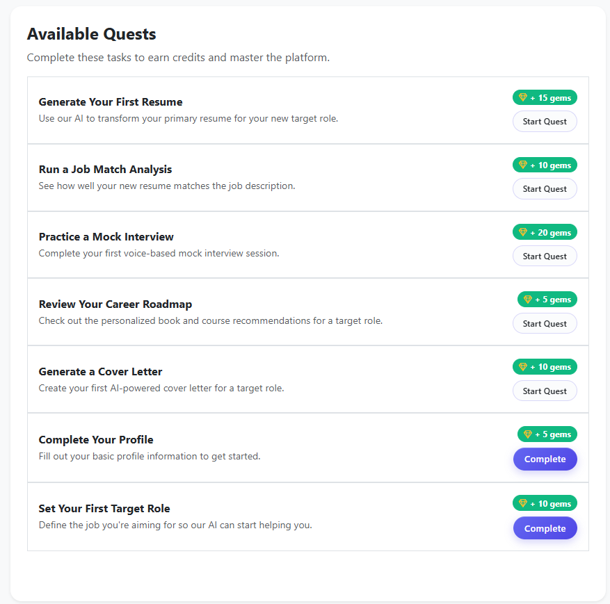 Quests Interface